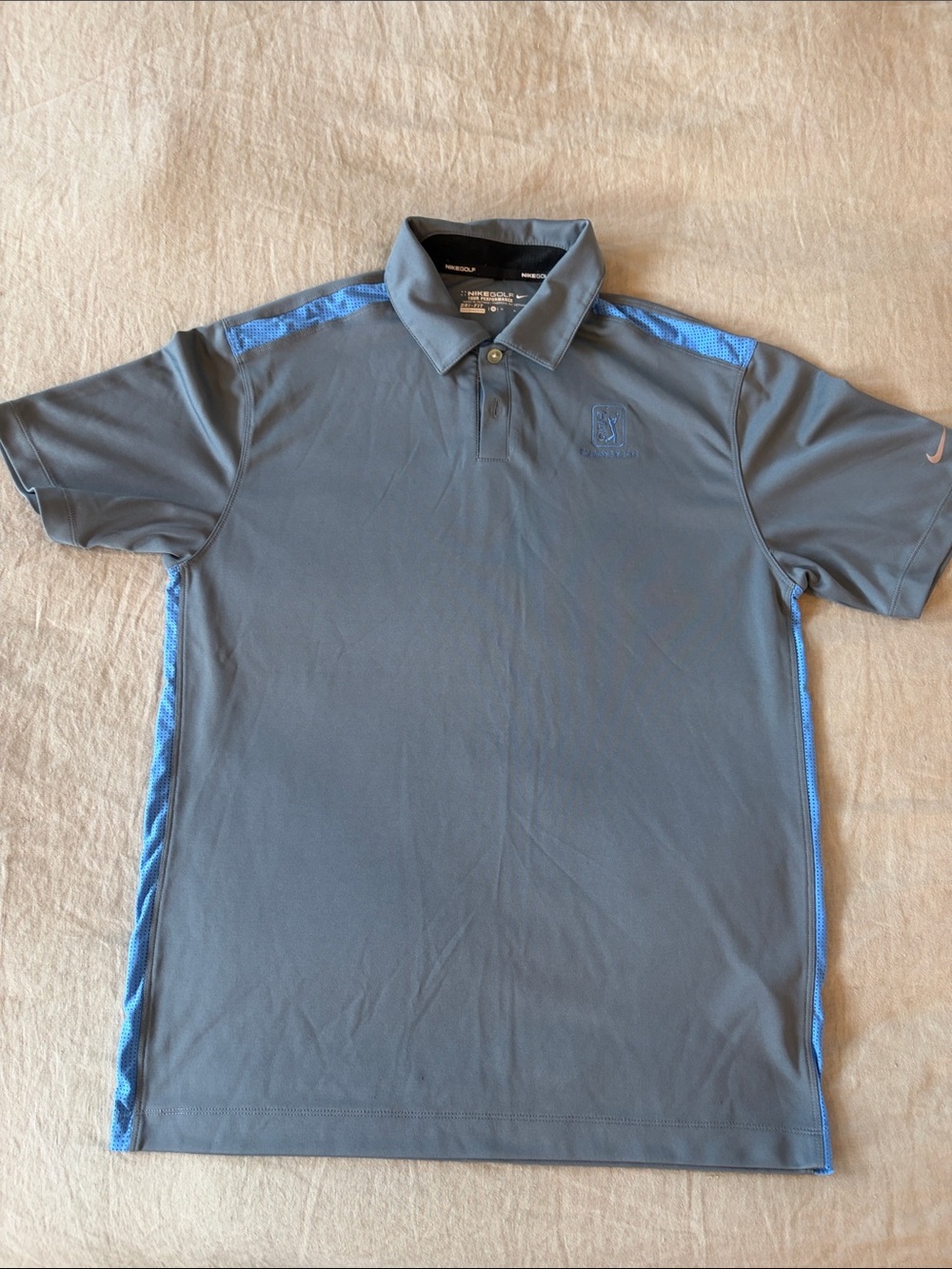 Nike Men's Grey Golf Polo with Blue Trim TPC SUMMERLIN
